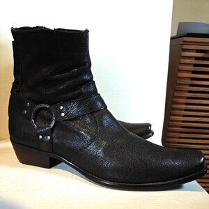 Donald J. Pliner Dark Brown Leather Harness Boots Mens 10.5